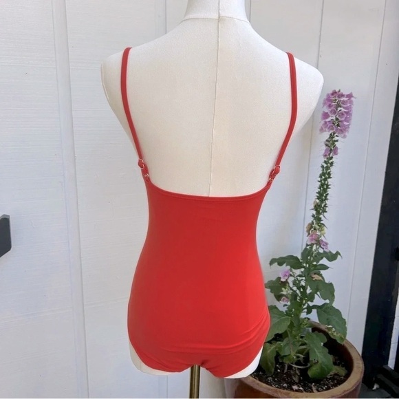 Michael Kors Orange Solids Logo Gold Chain One-Piece Swimsuit Women’s Size 6 - Picture 3 of 12